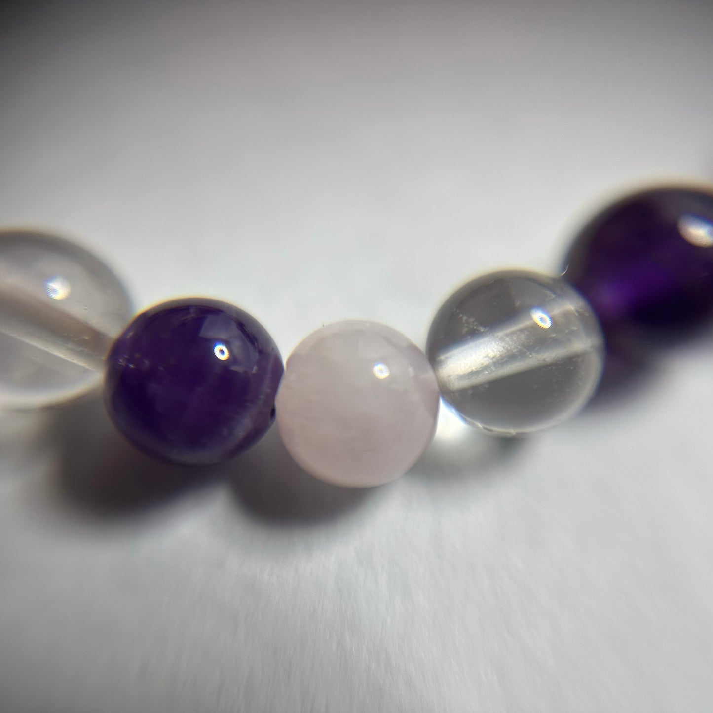 Bracciale in Ametista, Cristallo di rocca e Quarzo rosa