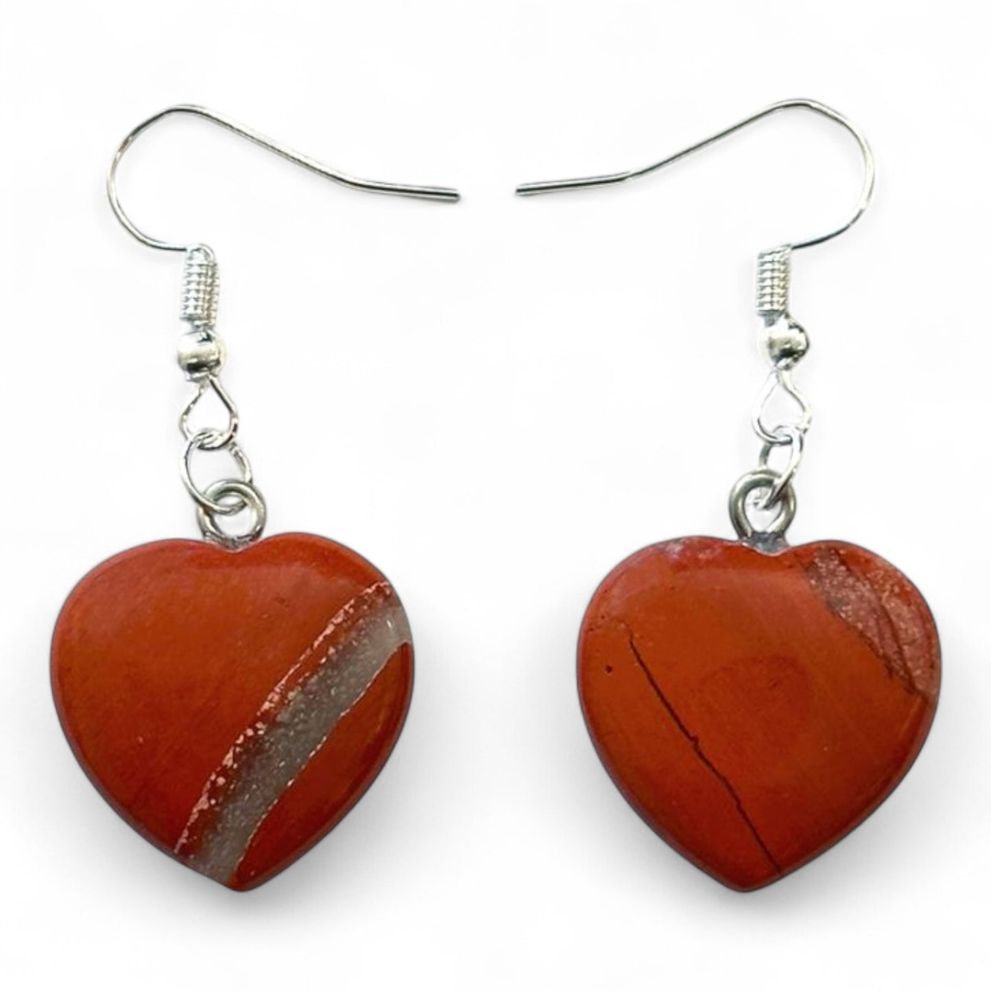Orecchini cuore in Diaspro rosso