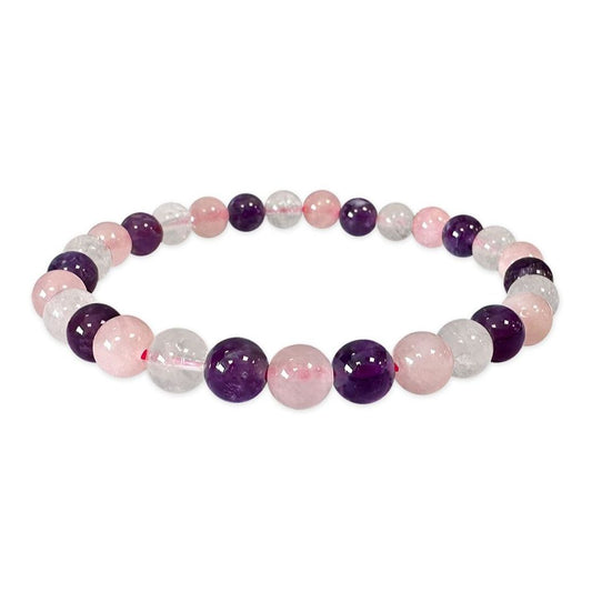 Bracciale in Ametista, Cristallo di rocca e Quarzo rosa