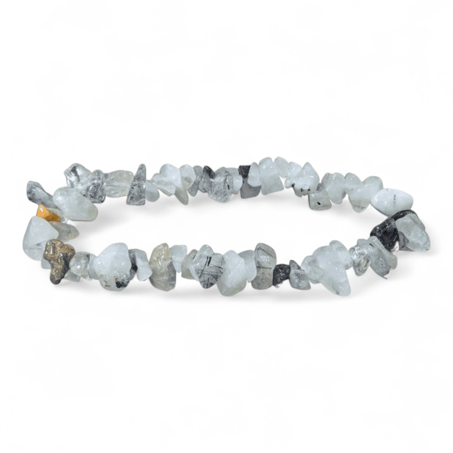 Bracciale in chips di Cristallo di Rocca e Tormalina