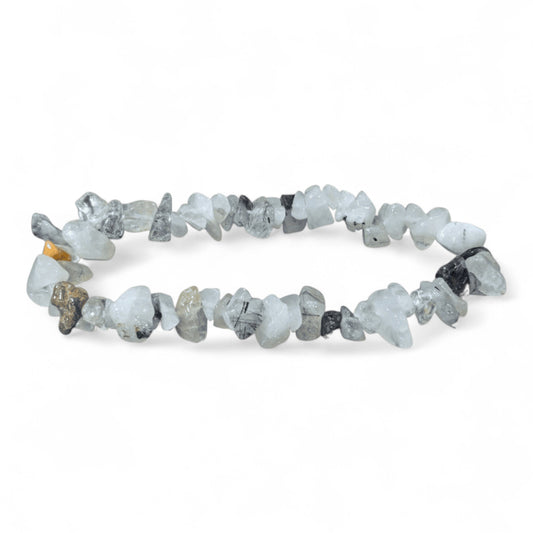 Bracciale in chips di Cristallo di Rocca e Tormalina