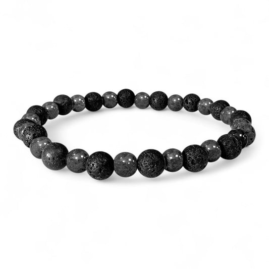 Bracciale in Ematite e Pietra Lavica