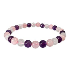 Bracciale in Ametista, Cristallo di rocca e Quarzo rosa