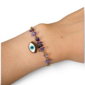 Bracciale Ametista con Ciondolo Occhio