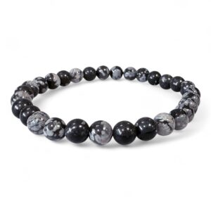 Bracciale in Ossidiana Fiocco di Neve